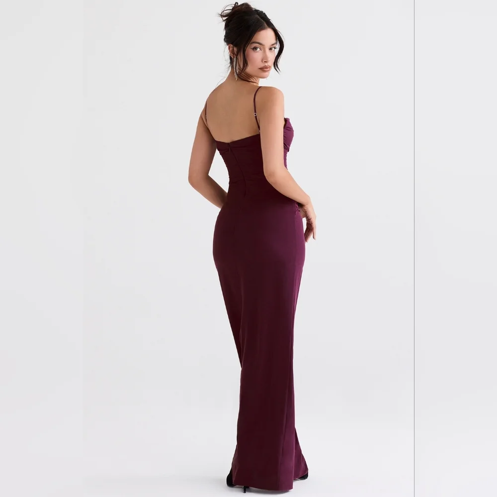 NWT $285 HOUSE OF CB LANI MERLOT CORSET MAXI DRESS SZ SMALL - Picture 3 of 8